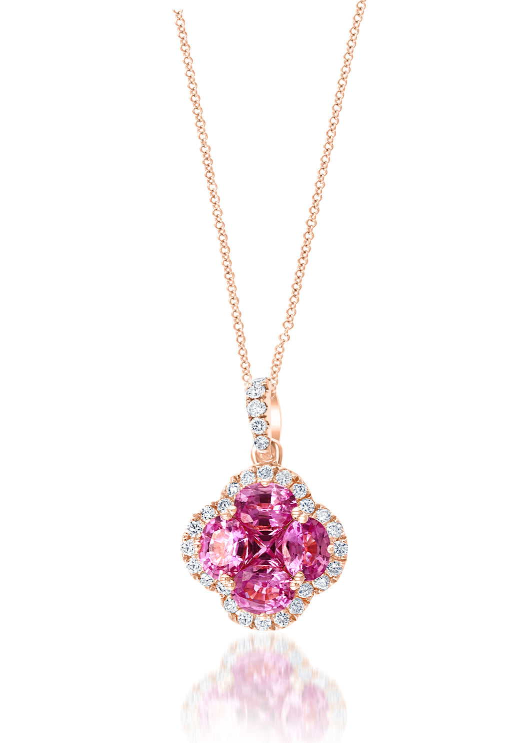 18K Rose Gold Pink Sapphire & Diamond Pendant