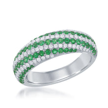 Load image into Gallery viewer, 18K White Gold Emerald &amp; Diamond Swirl Ring
