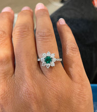 Load image into Gallery viewer, 14K White Gold Emerald &amp; Diamond Ring
