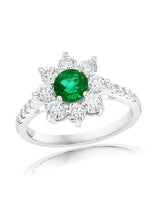 Load image into Gallery viewer, 14K White Gold Emerald &amp; Diamond Ring
