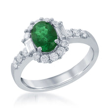 Load image into Gallery viewer, 18K White Gold Emerald &amp; Diamond Ring
