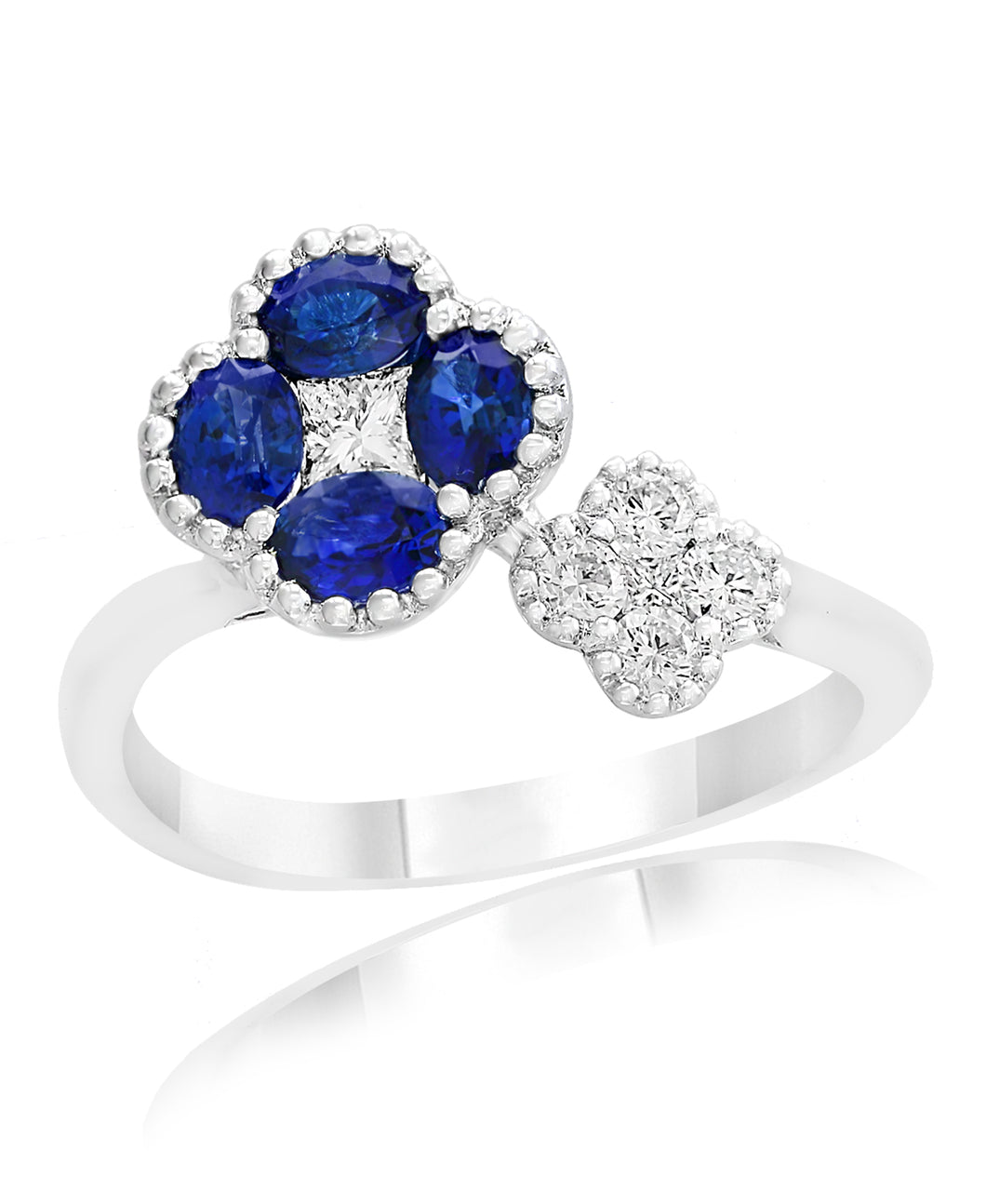 18K White Gold Sapphire & Diamond Ring
