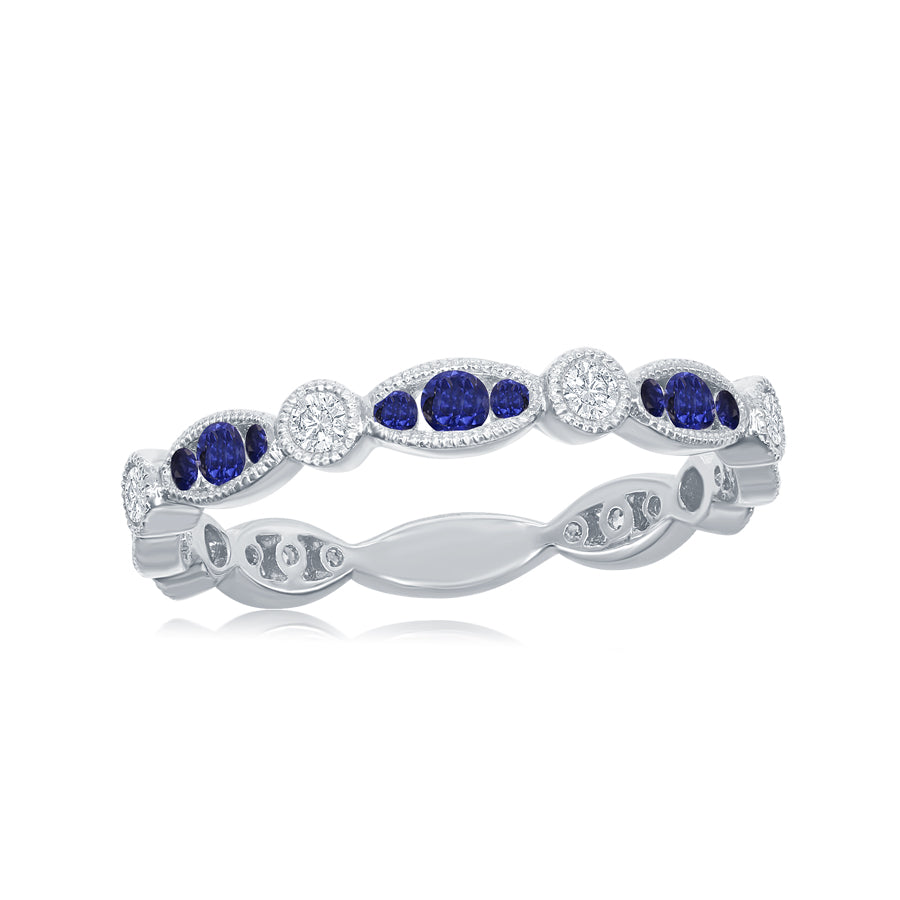 18K White Gold Sapphire & Diamond Ring