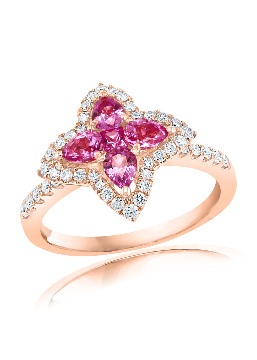 18K Rose Gold Pink Sapphire & Diamond Ring