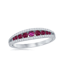 Load image into Gallery viewer, 18K White Gold Ruby &amp; Diamond Band
