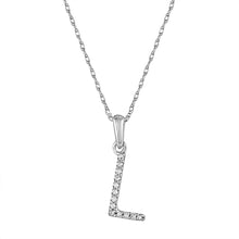 Load image into Gallery viewer, 14k White Gold &amp; Diamond Small A-Z Initial Necklace
