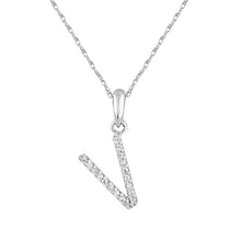 Load image into Gallery viewer, 14k White Gold &amp; Diamond Small A-Z Initial Necklace
