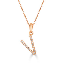 Load image into Gallery viewer, 14k Rose Gold &amp; Diamond Small A-Z Initial Necklace
