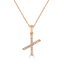Load image into Gallery viewer, 14k Rose Gold &amp; Diamond Small A-Z Initial Necklace
