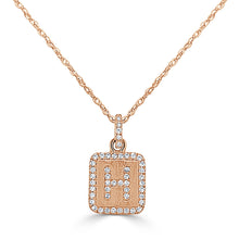 Load image into Gallery viewer, 14K Gold Small Diamond Square Initial Pendant with Adjustable 16-18&quot; Chain
