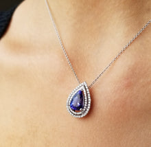 Load image into Gallery viewer, 14K White Gold Pear Shape Tanzanite &amp; Diamond Pendant
