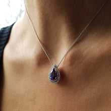 Load image into Gallery viewer, 14K White Gold Pear Shape Tanzanite &amp; Diamond Pendant
