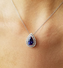 Load image into Gallery viewer, 14K White Gold Pear Shape Tanzanite &amp; Diamond Pendant
