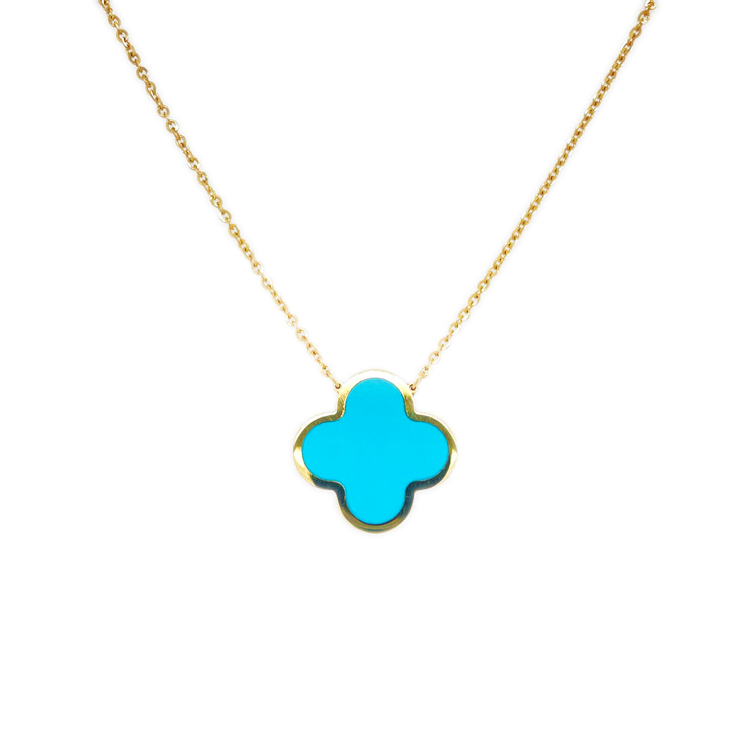 14K Yellow Gold Clover Inlaid Pendant