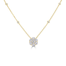 Load image into Gallery viewer, 14K Yellow Gold Diamond Flower Necklace
