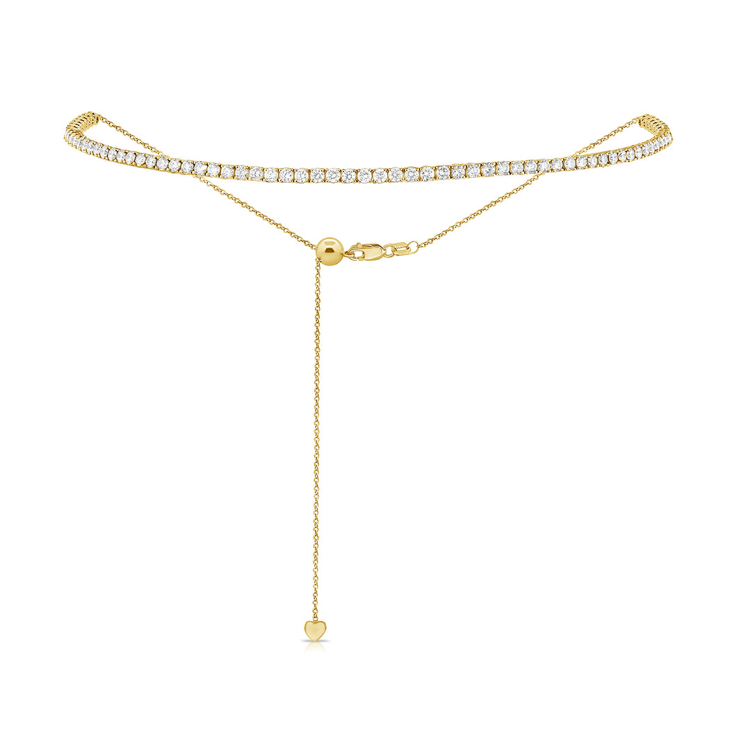 14K Gold Diamond Adjustable Tennis Necklace 3.80ct