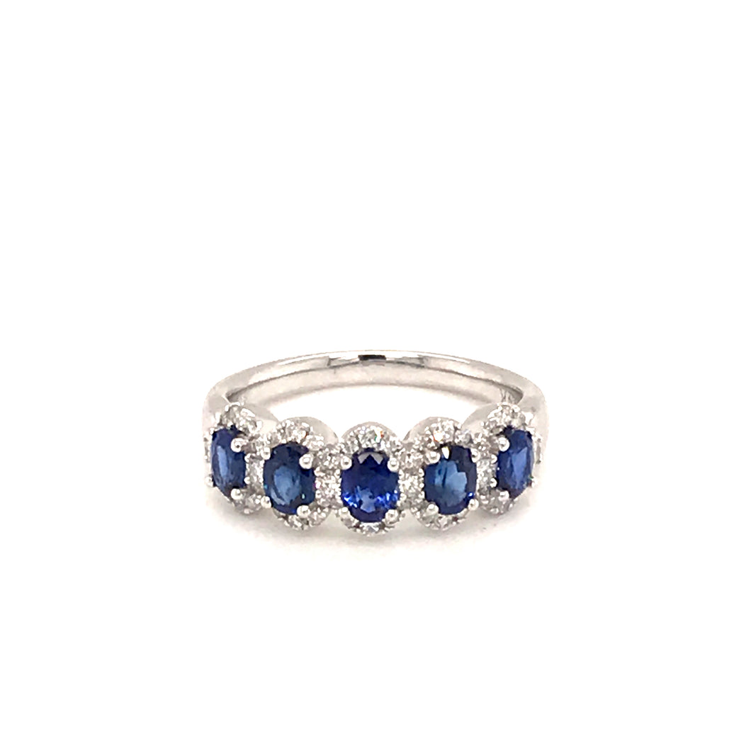 14K White Gold Sapphire & Diamond Ring