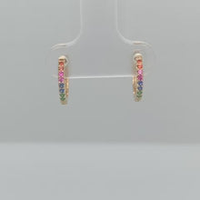 Load and play video in Gallery viewer, 14K Gold Multi Sapphire Huggie Earring
