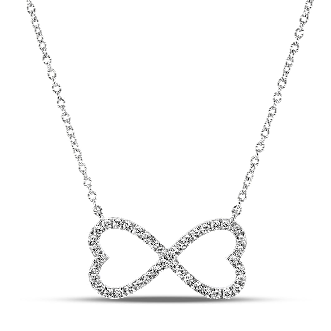 14K White Gold Diamond Heart Infinity Necklace 16